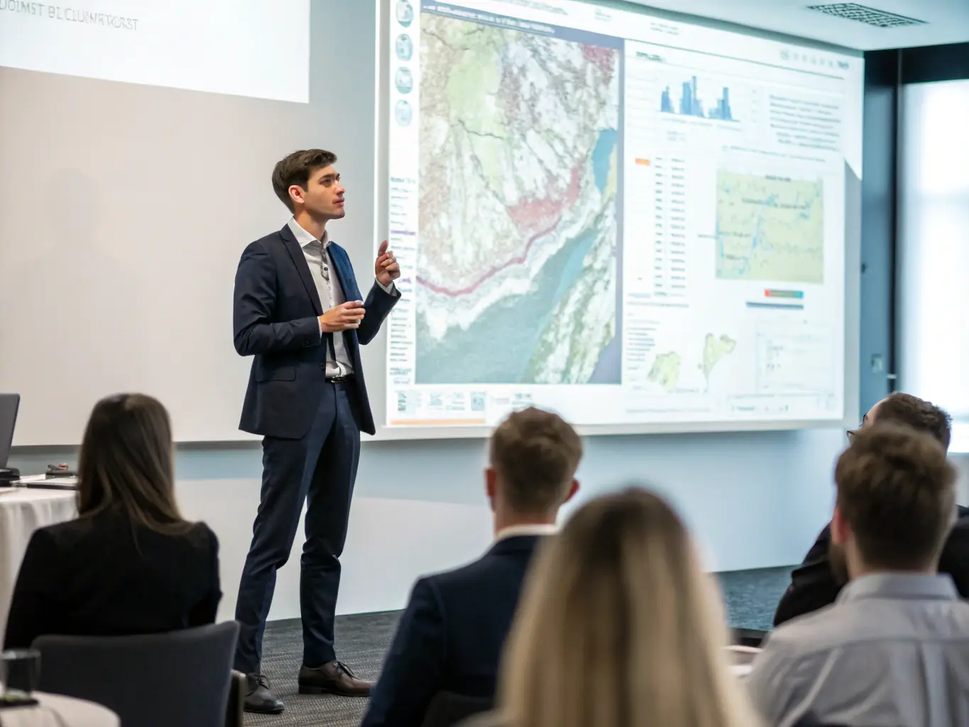 A photograph of a geologist giving a lecture on the geological significance of minerals.